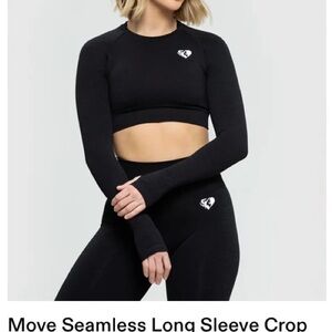 Black Long Sleeve Crop Top and Leggings Set